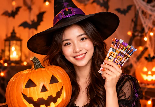 Pumpkin Orange photo strip example, pose 4